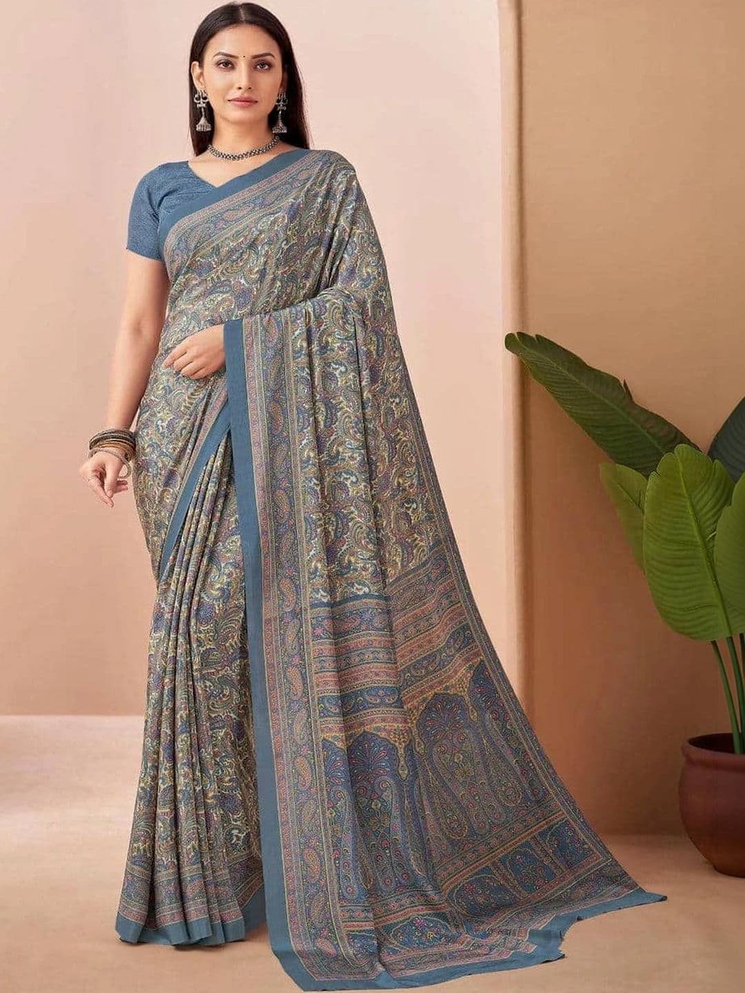 Moda Rapido Floral Pure Crepe Saree - view 1
