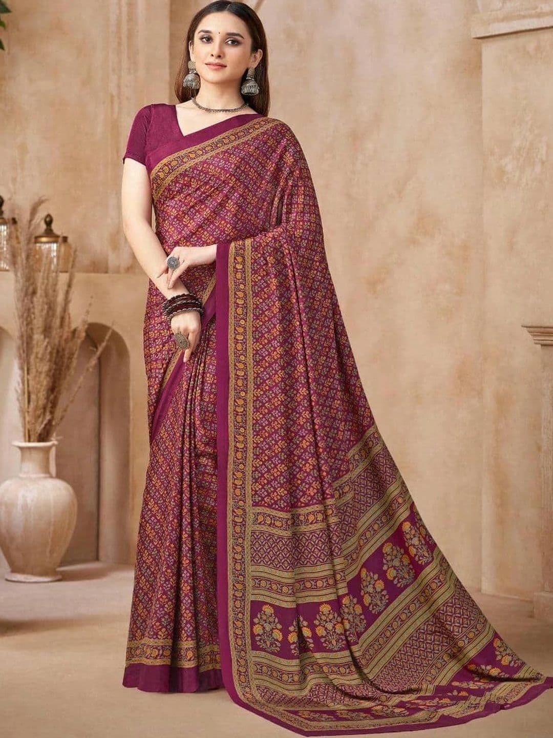 Moda Rapido Floral Pure Crepe Saree - view 1