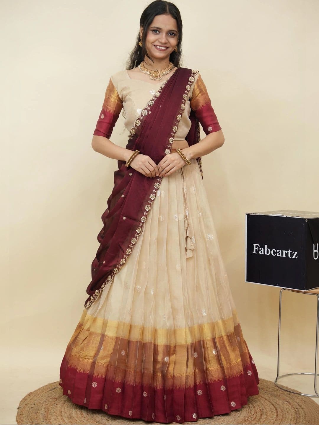 Fabcartz Semi-Stitched Lehenga & Unstitched Blouse With Dupatta - view 1