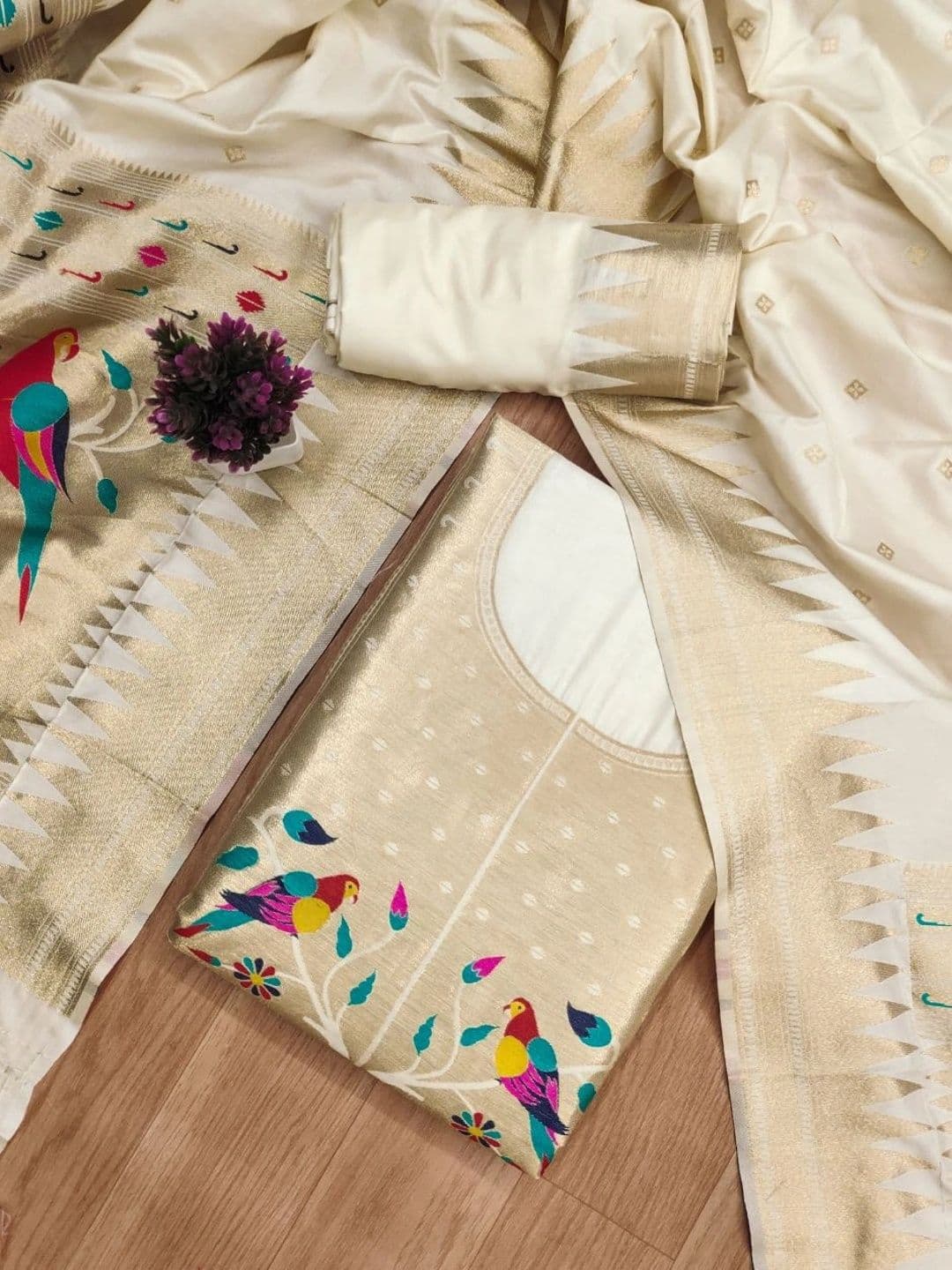 Mitera Pure Silk Unstitched Dress Material - view 1