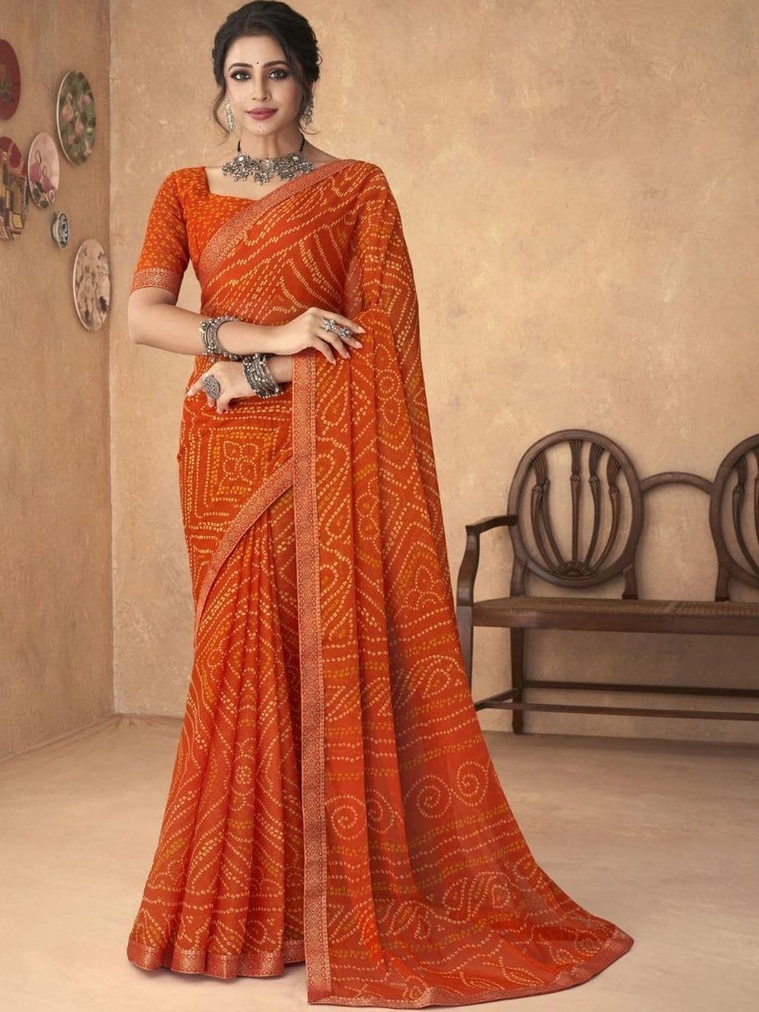 Ambuja International Bandhani Pure Chiffon Bandhani Saree - view 1