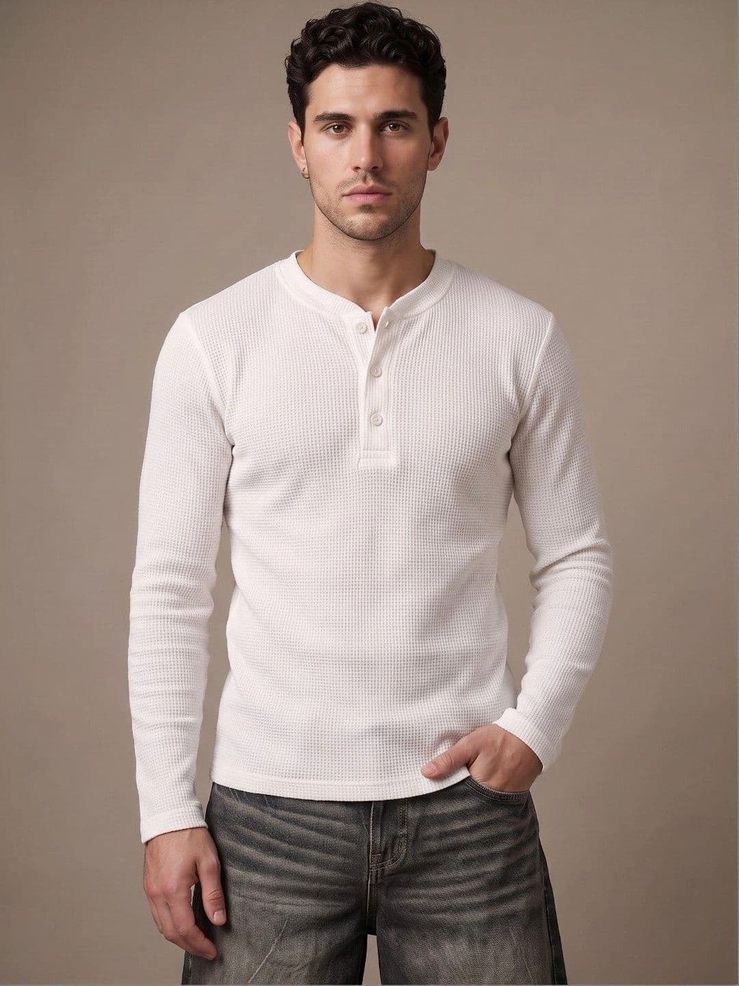 glitchez Men's Henley Neck Solid T-shirt - view 1