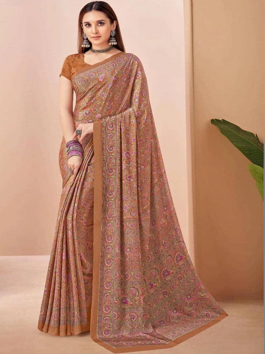 KALINI Floral Pure Crepe Saree - view 1