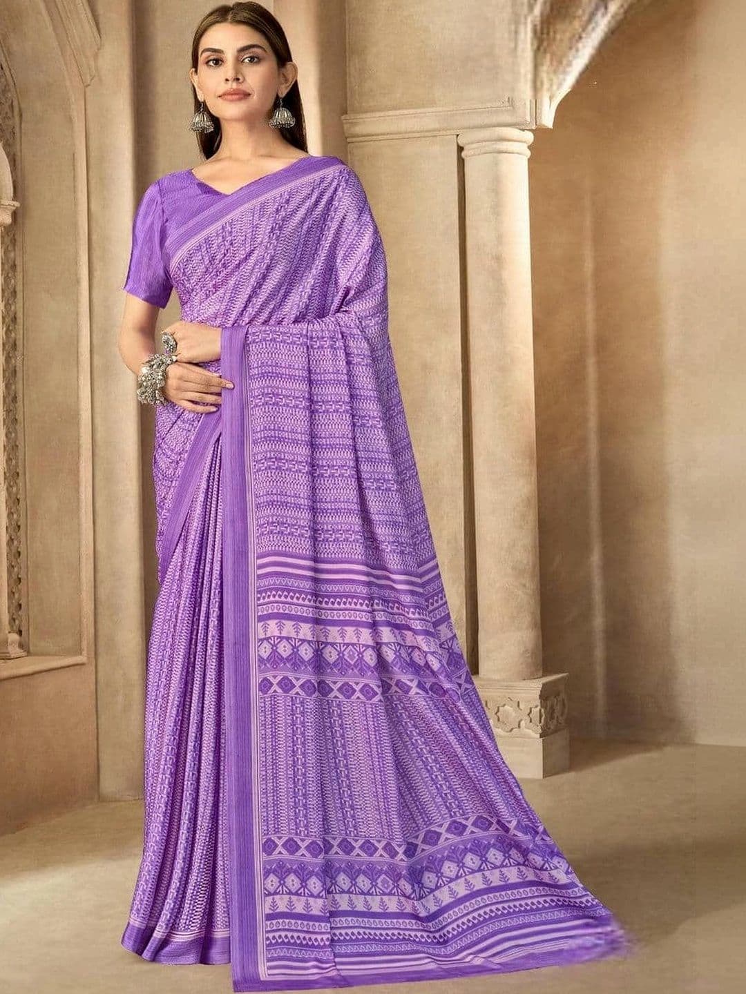 KALINI Floral Pure Crepe Saree - view 1