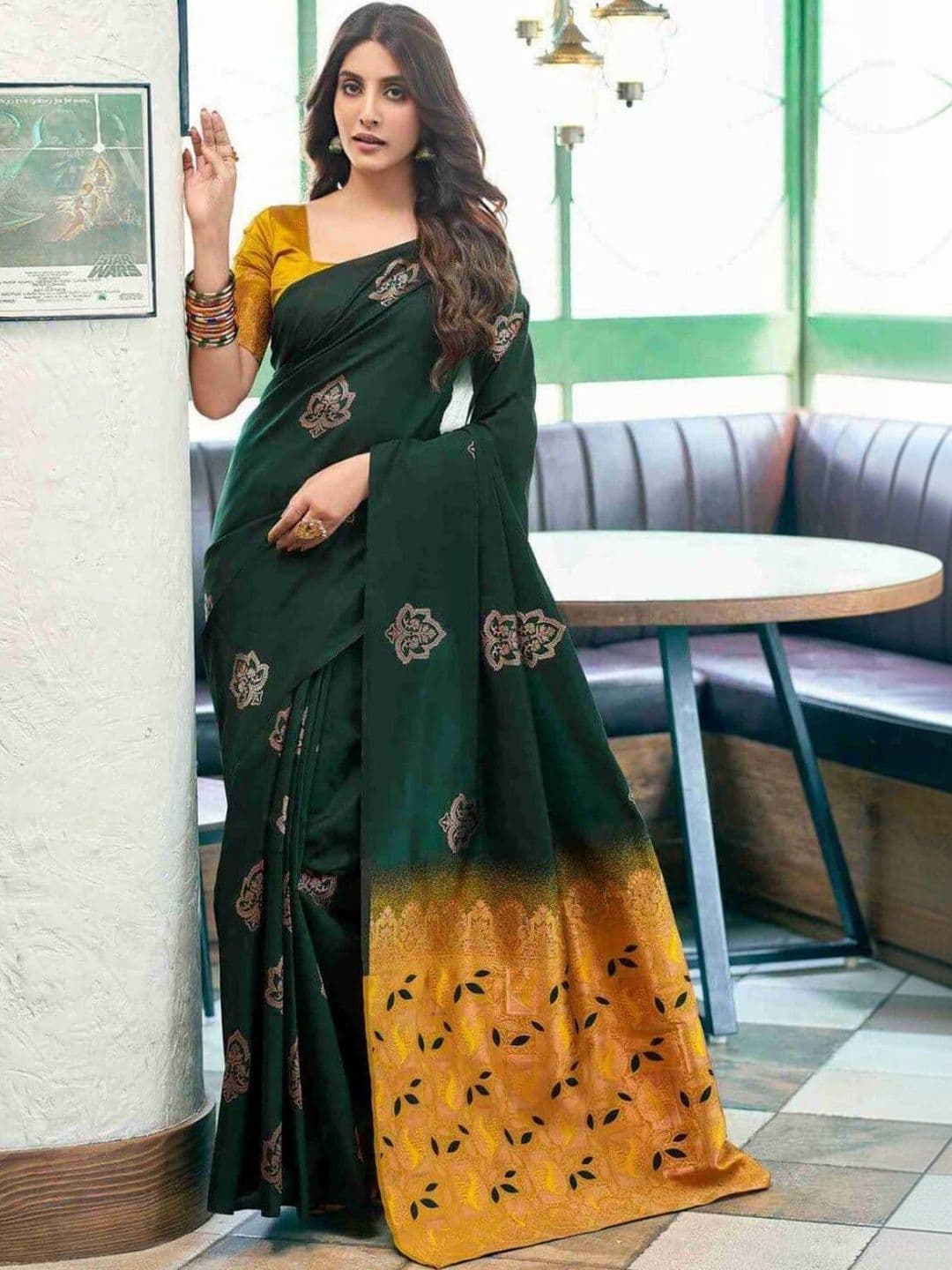 Sangria Floral Zari Silk Blend Designer Saree - view 1