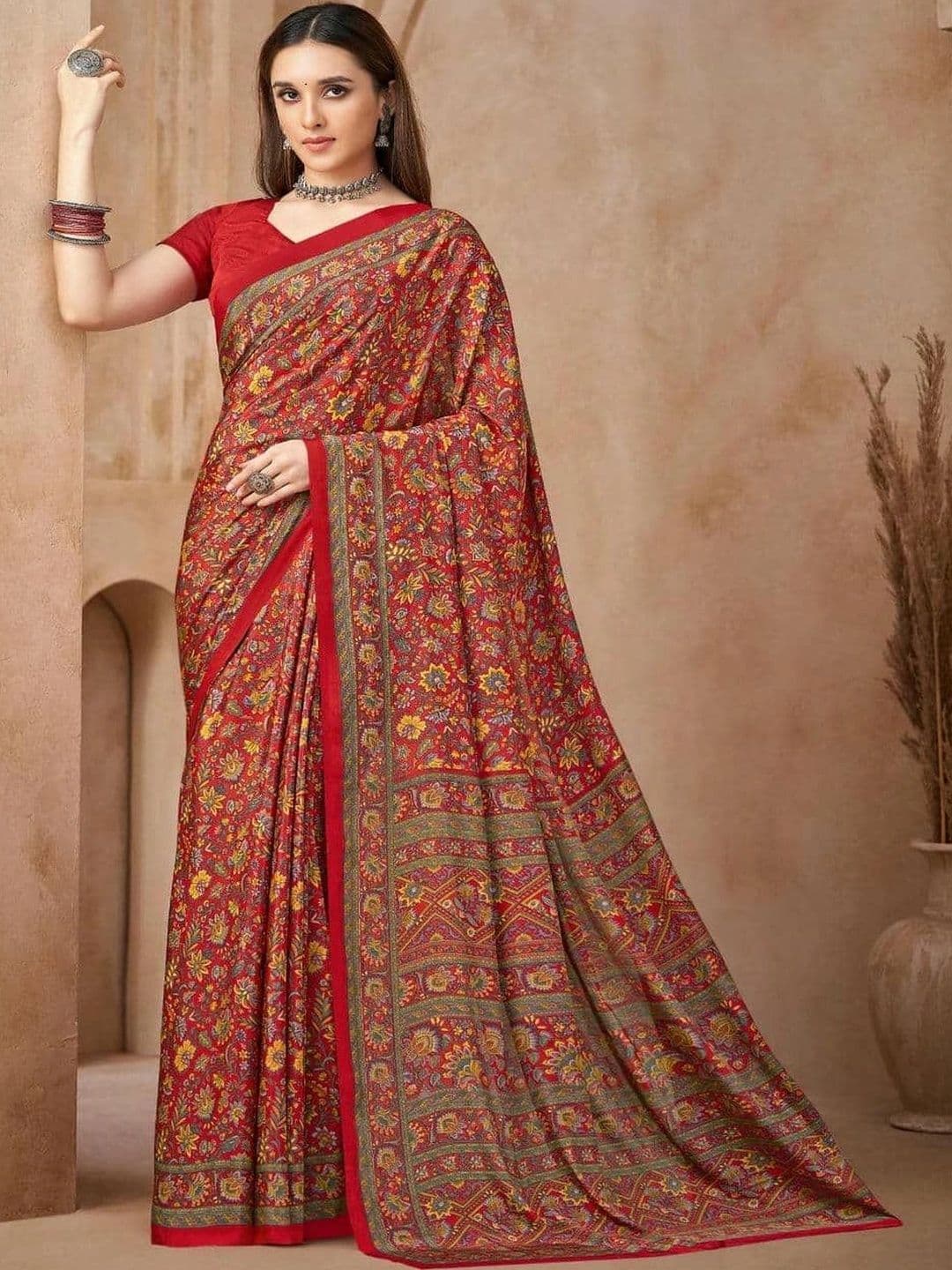 KALINI Floral Pure Crepe Saree - view 1