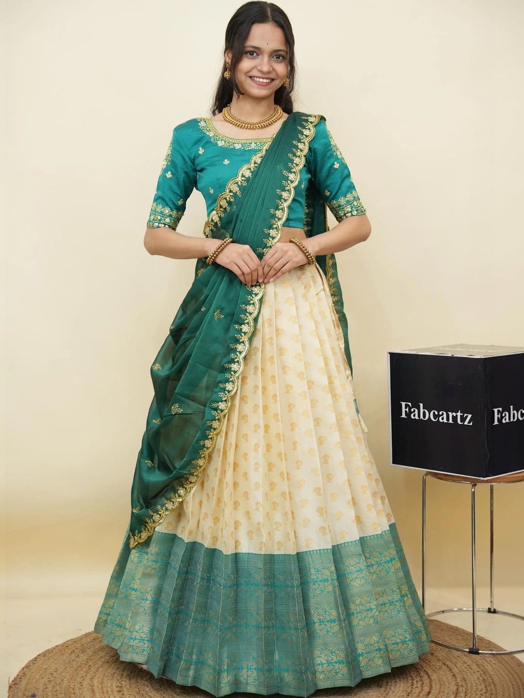Fabcartz Semi-Stitched Lehenga & Unstitched Blouse With Dupatta - view 1
