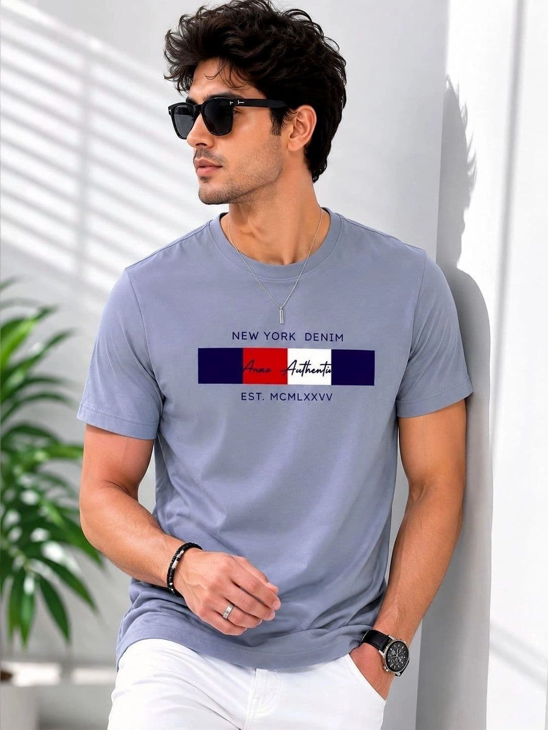 MOSSMOOR Men Cotton Typography Printed Short Sleeves T-shirt - view 1