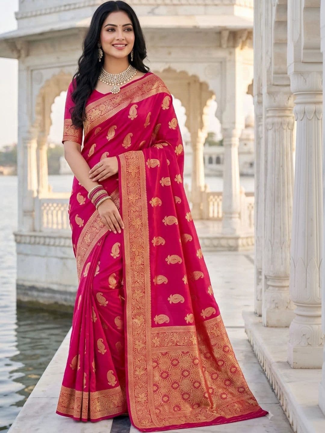 Shivkrupa Fashion Paisley Zari Silk Blend Banarasi Saree - view 1