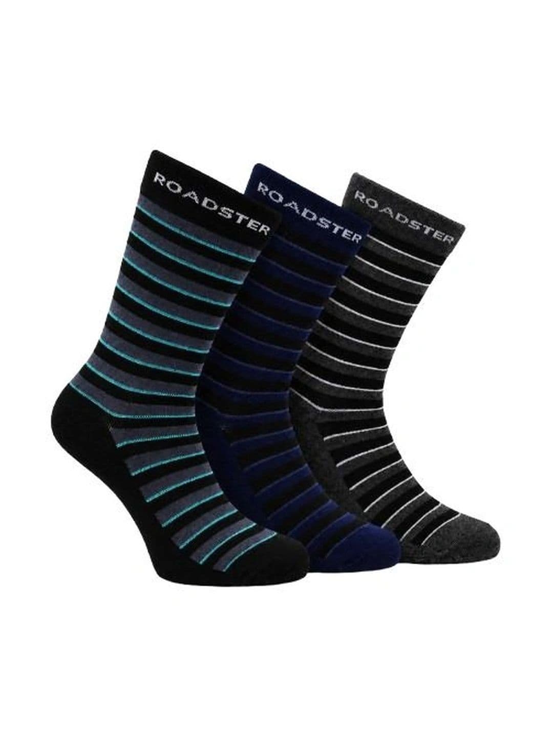 The Roadster Lifestyle Co. Men Pack of 3 Cotton Striped Above Ankle Socks - view 1