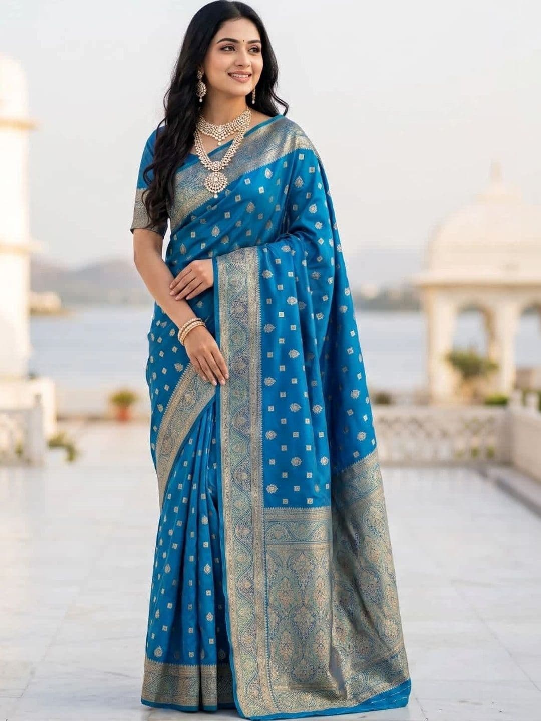 Shivkrupa Fashion Ethnic Motifs Zari Silk Blend Banarasi Saree - view 1