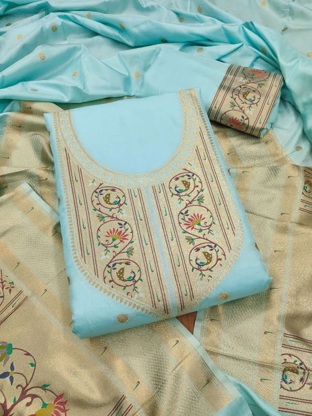 Mitera Pure Silk Unstitched Dress Material - view 1