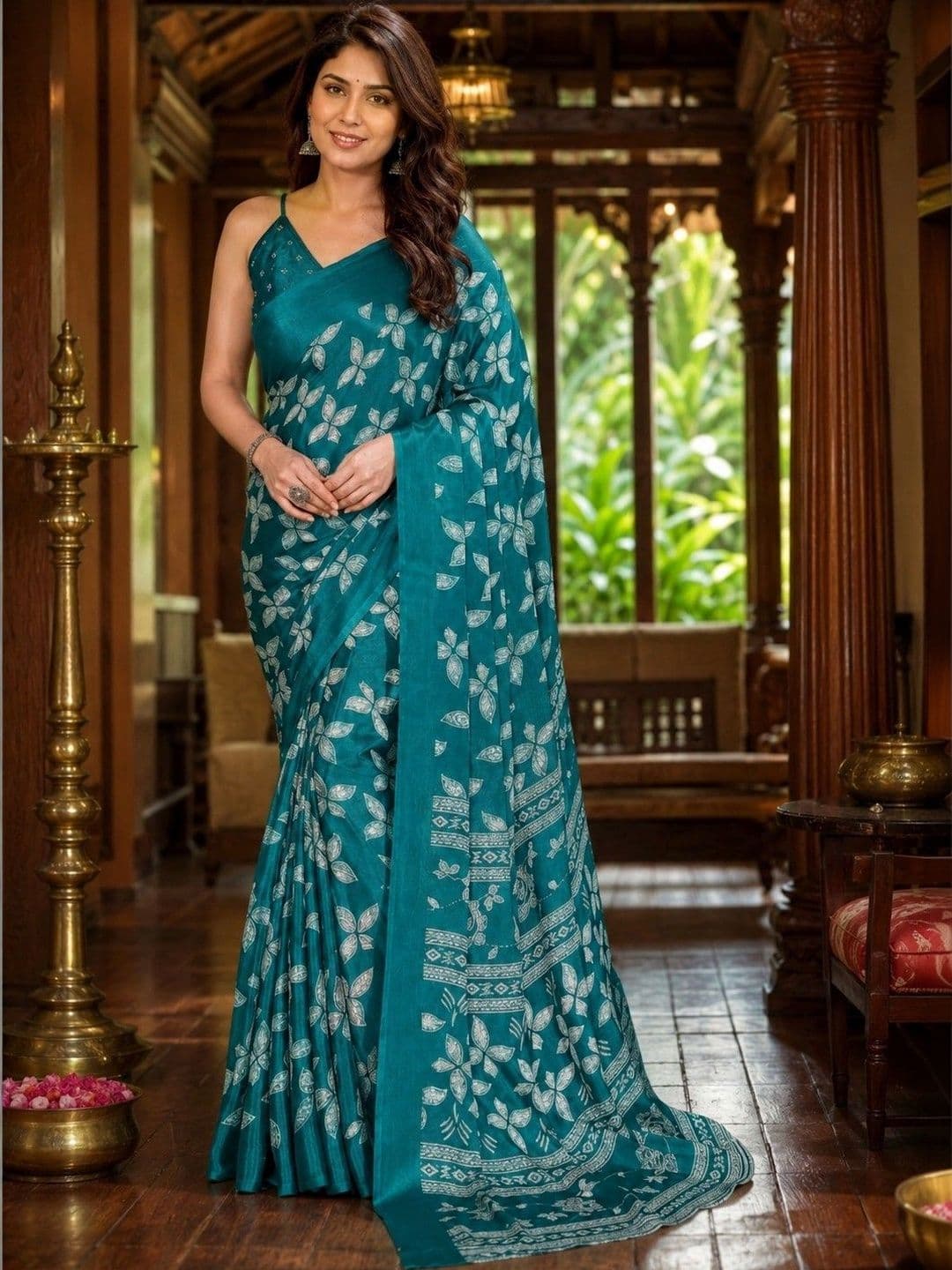 ANIRAV Ethnic Motifs Pure Crepe Designer Saree - view 1