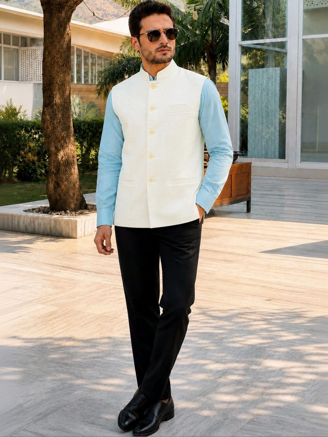 Anouk Men Woven Nehru Jackets - view 1