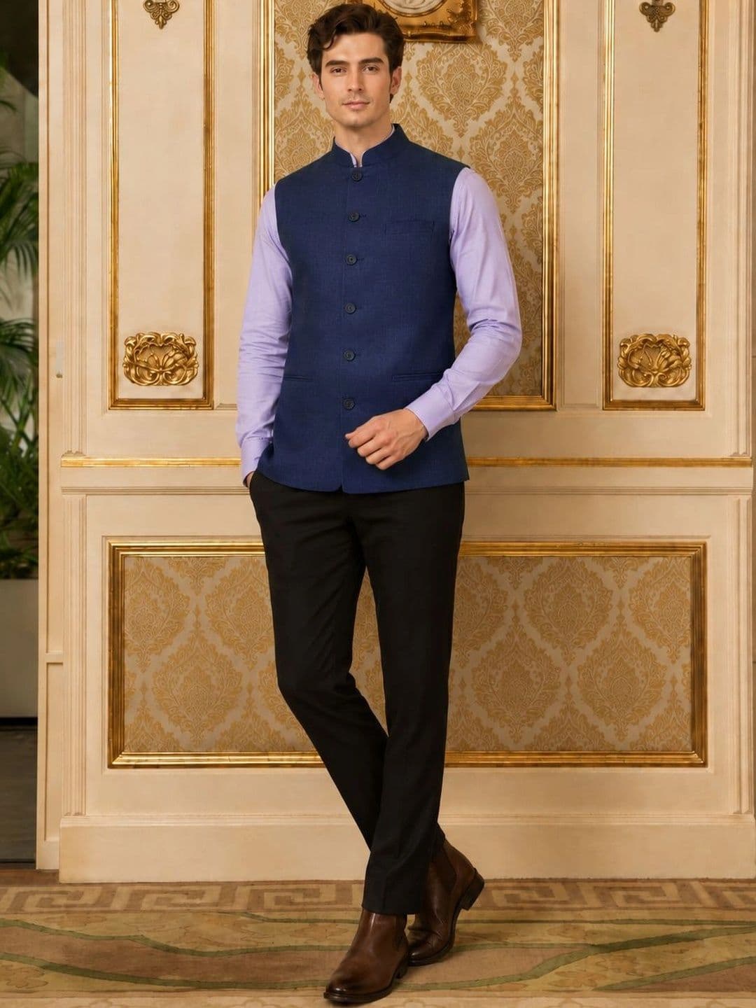 Anouk Men Solid Nehru Jacket - view 1