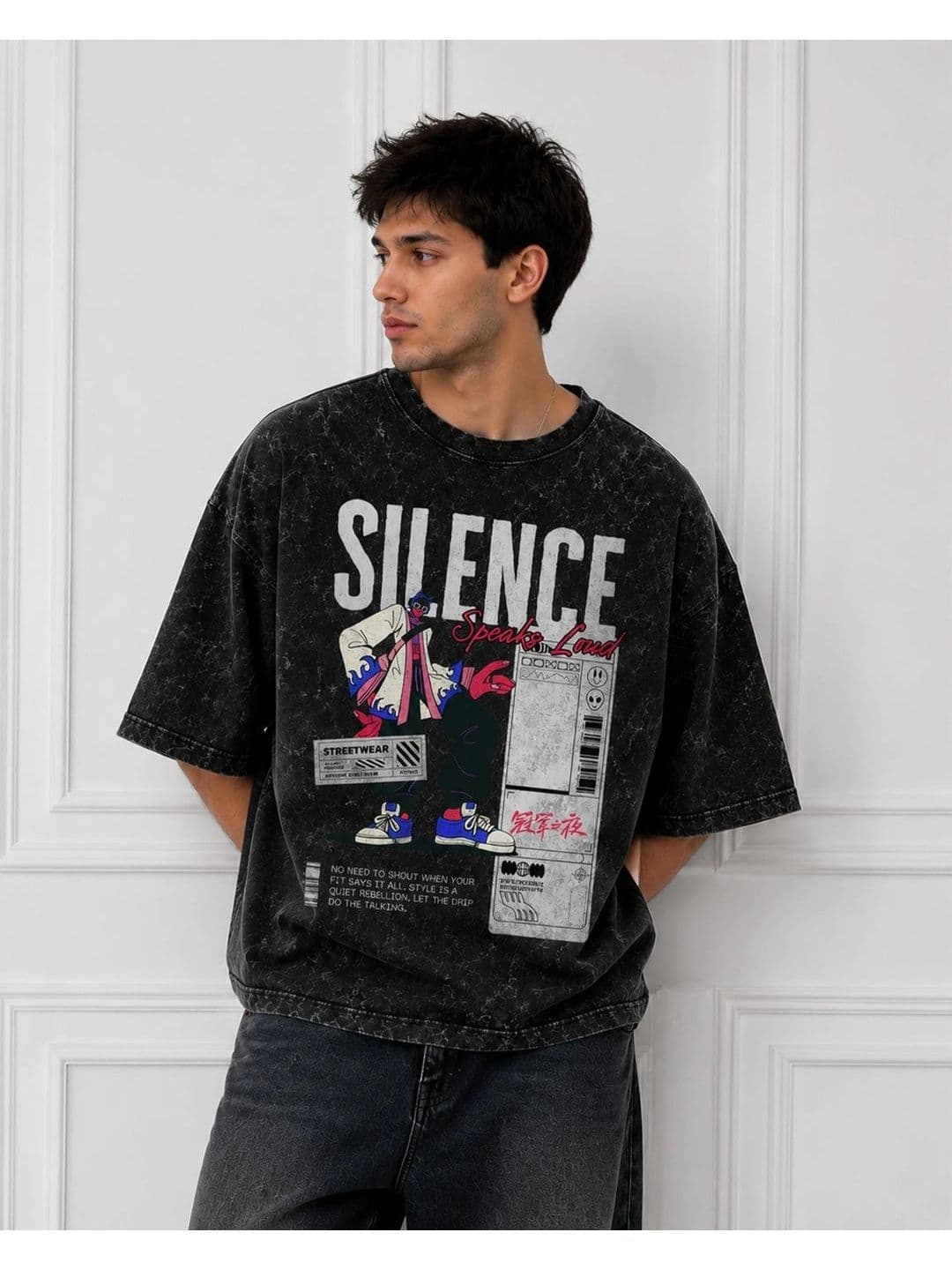 HERE&NOW Men Printed Drop-Shoulder Sleeves T-shirt - view 1