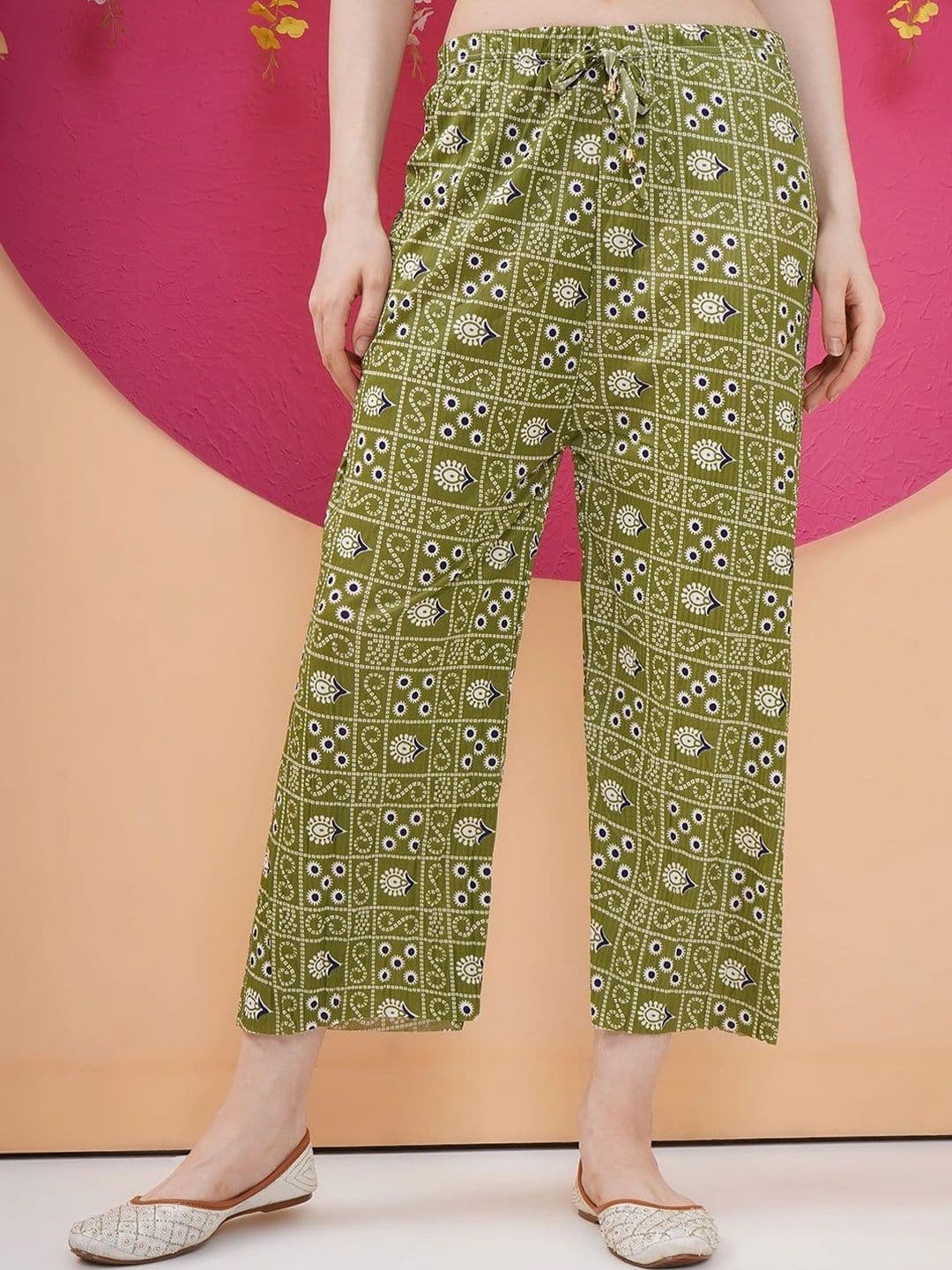 LABEL KASHI Women Ethnic Motifs Printed Crepe Cropped Ethnic Palazzos - view 1