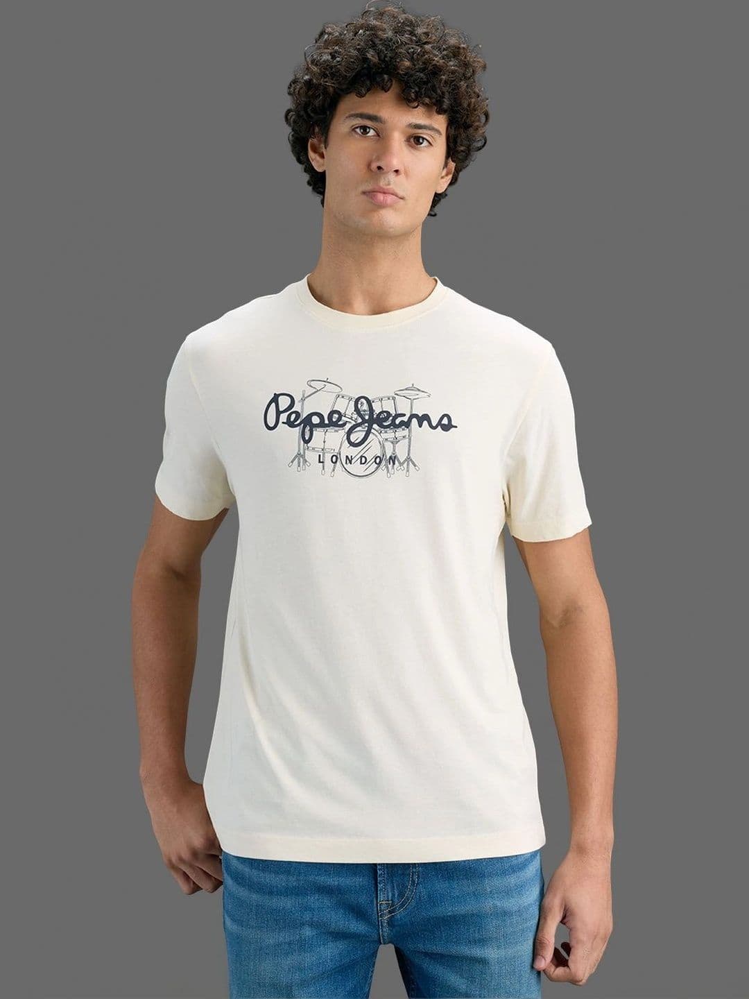Pepe Jeans Men Printed Pure Cotton Slim Fit T-shirt - view 1