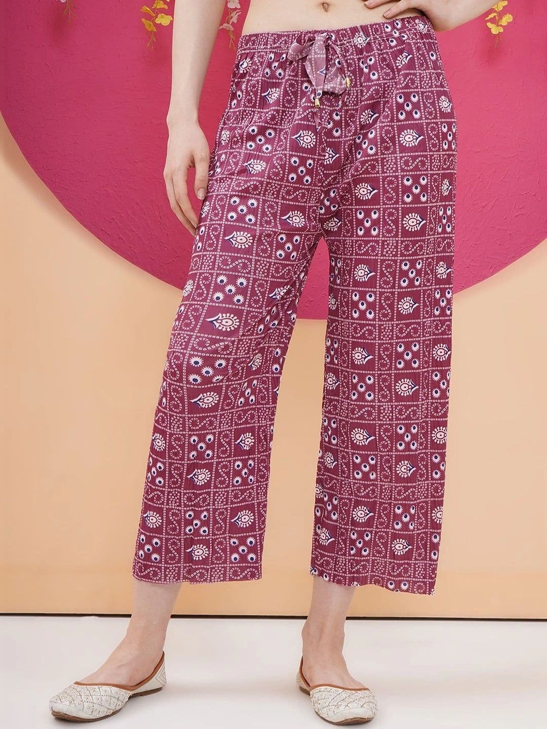 LABEL KASHI Women Ethnic Motifs Printed Crepe Cropped Ethnic Palazzos - view 1