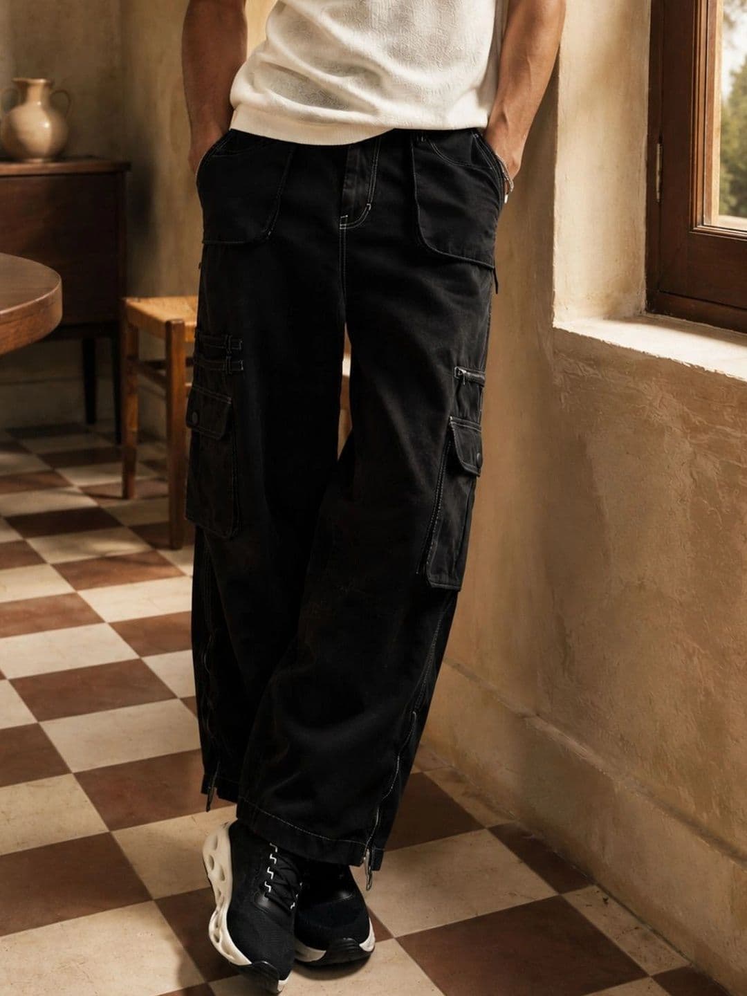 Eszett Men Baggy High-Rise No Fade Cargo Styles Jeans - view 1