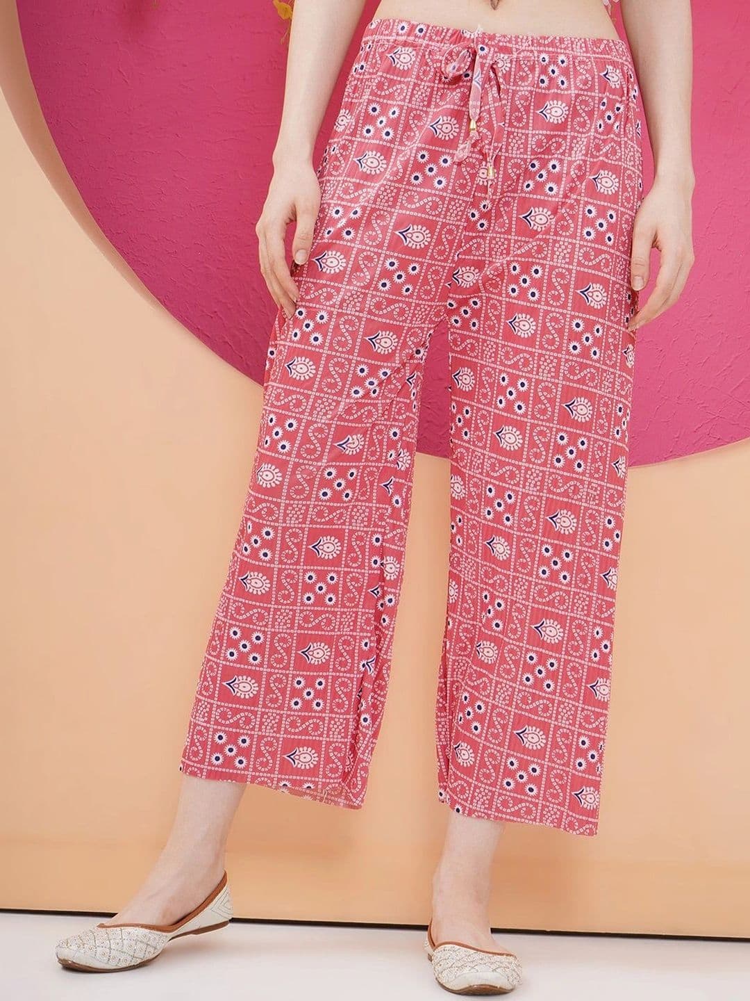 LABEL KASHI Women Ethnic Motifs Printed Crepe Cropped Ethnic Palazzos - view 1