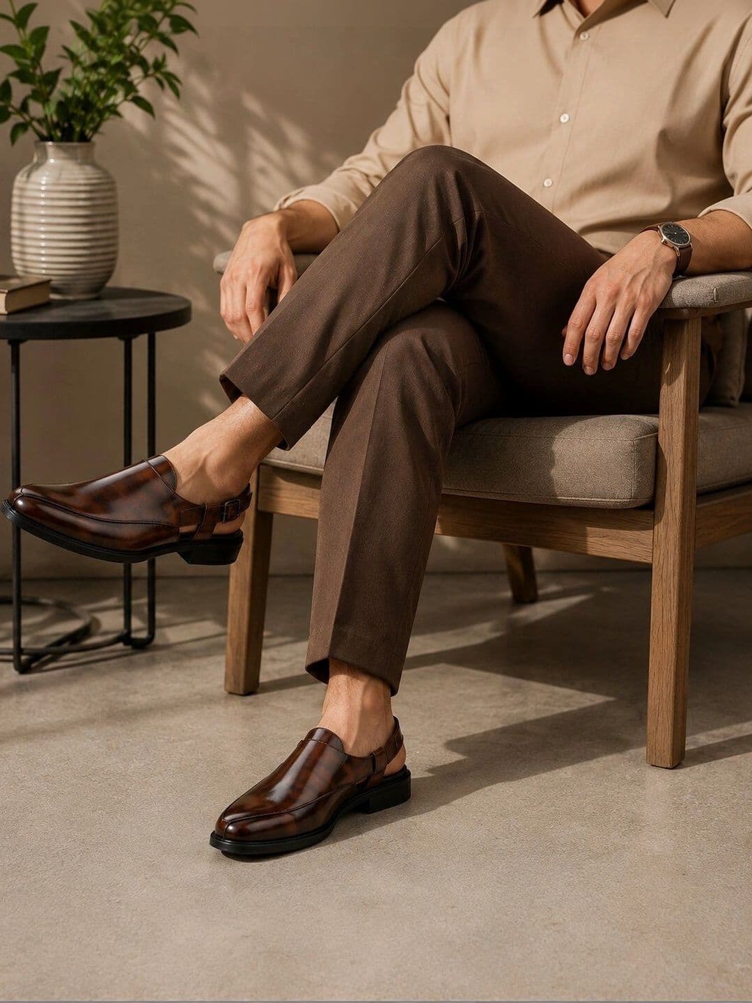 Delize Men Brown Shoe-Style Sandals - view 1