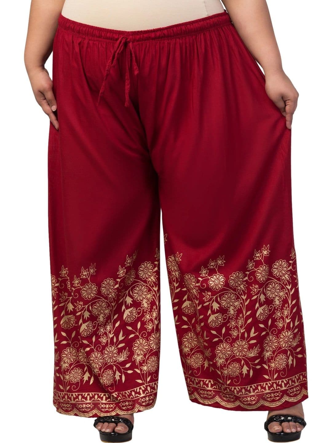 XAIM EDGE Women Floral Printed Knitted Ethnic Palazzos - view 1
