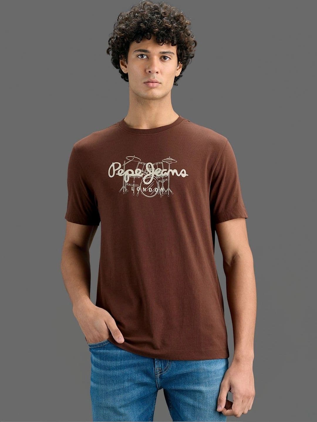 Pepe Jeans Men Printed Pure Cotton Slim Fit T-shirt - view 1