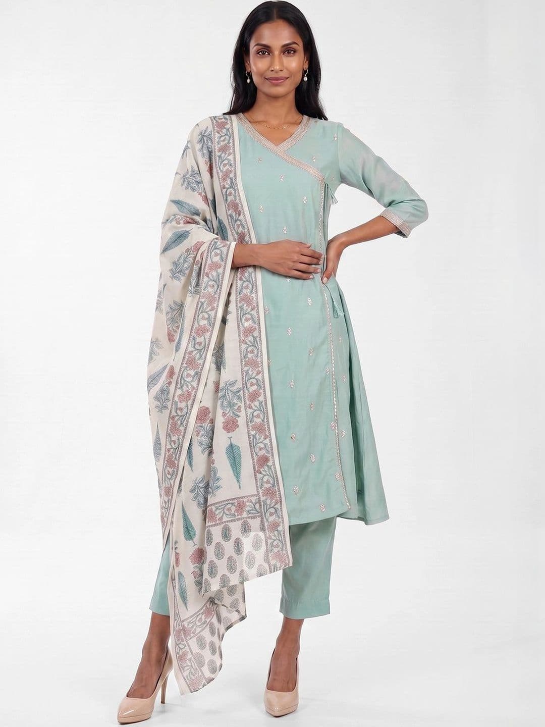 max Women Floral Embroidered Regular Kurta with Trousers & With Dupatta - view 1