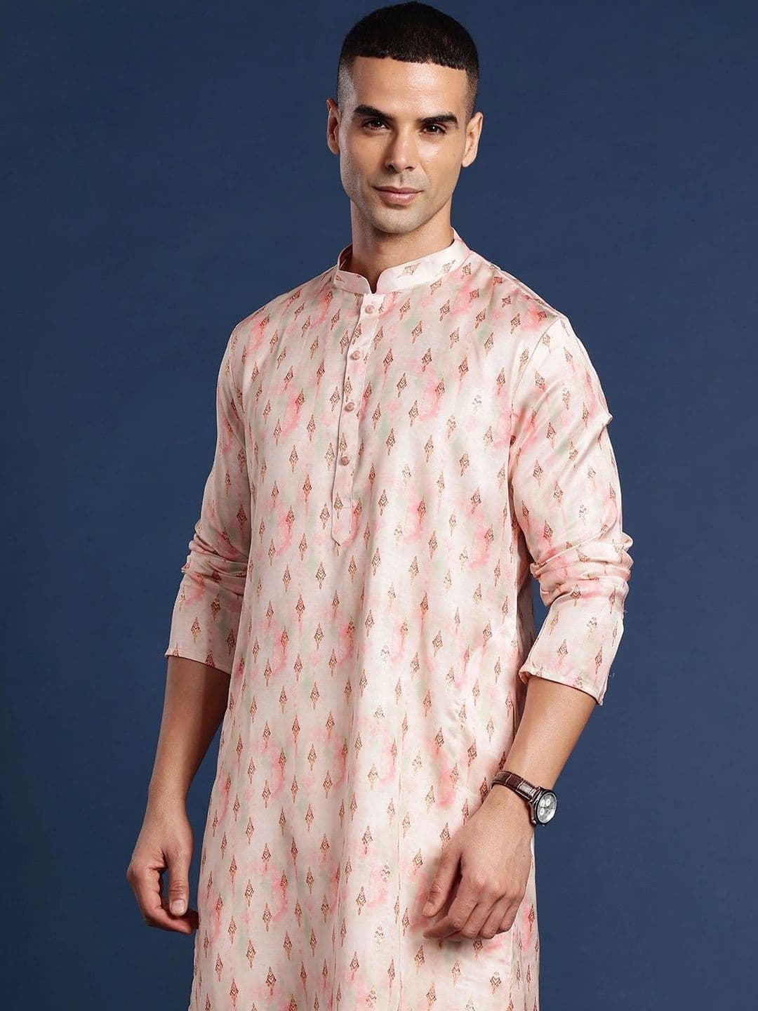 PulseIQ Men Geometric Printed Floral Kurta - view 1