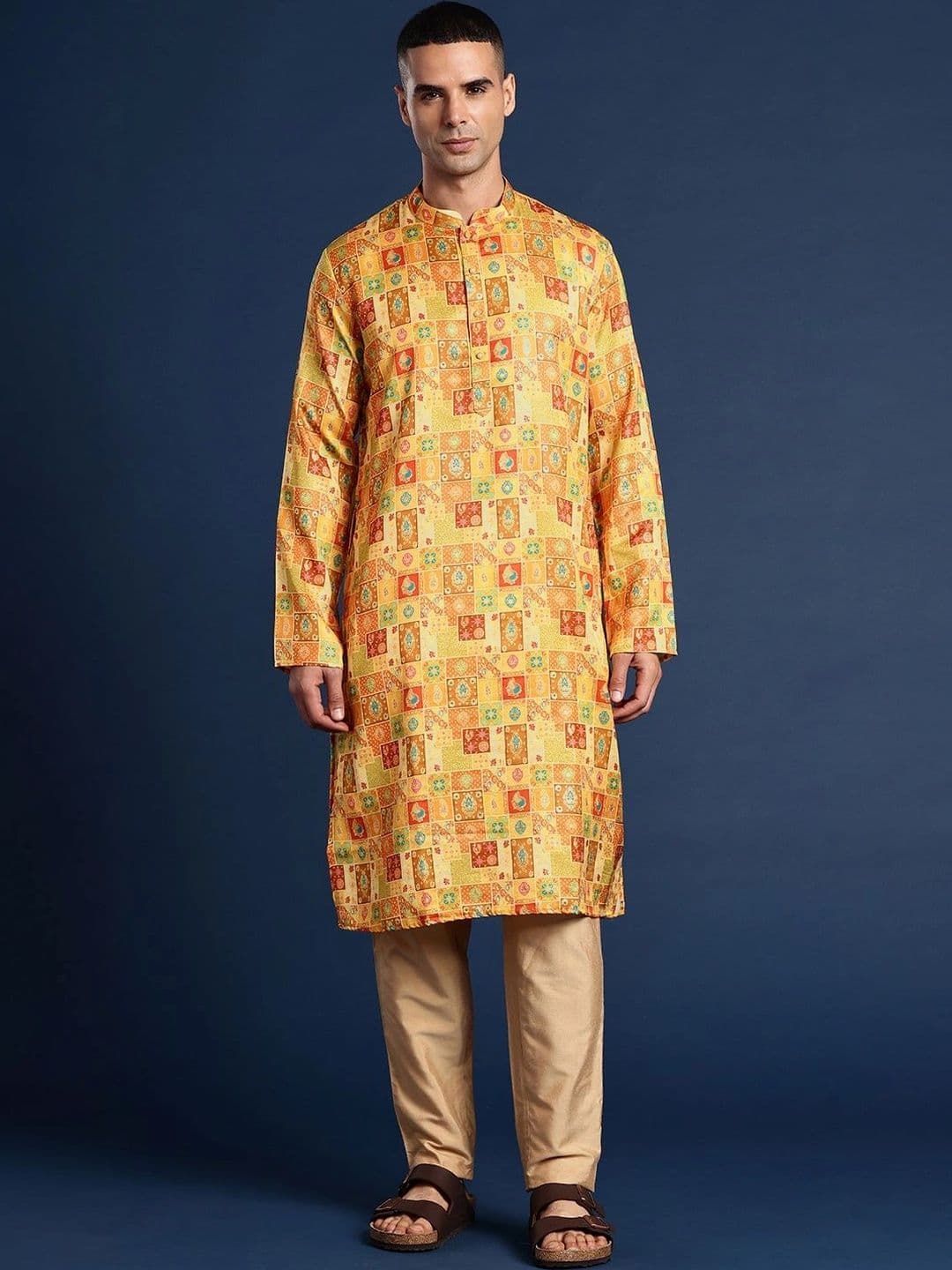 PulseIQ Men Geometric Printed Quirky Kurta - view 1