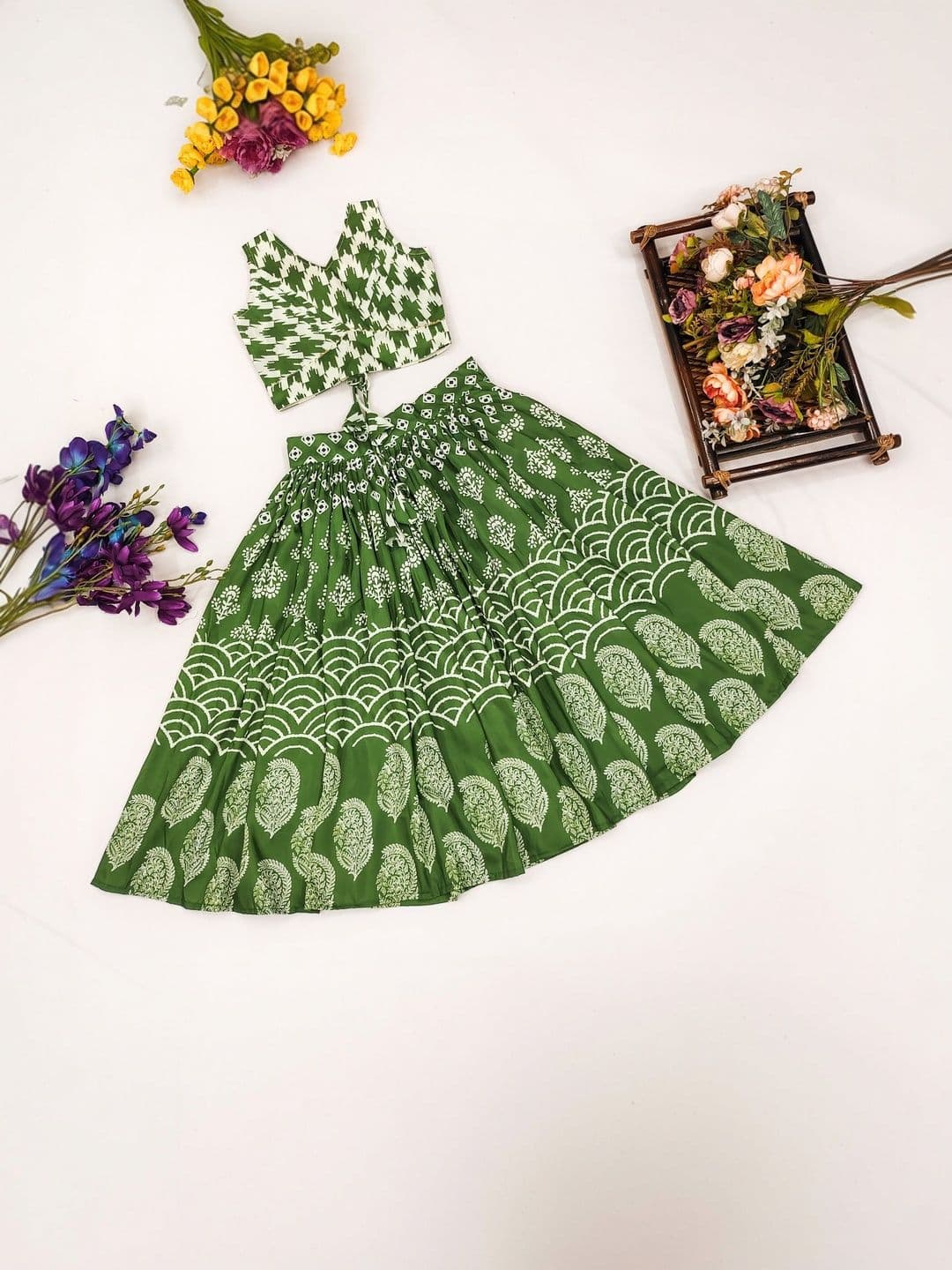 DRISHIV ENTERPRISE Girls Printed Block Print Ready to Wear Lehenga & - view 1