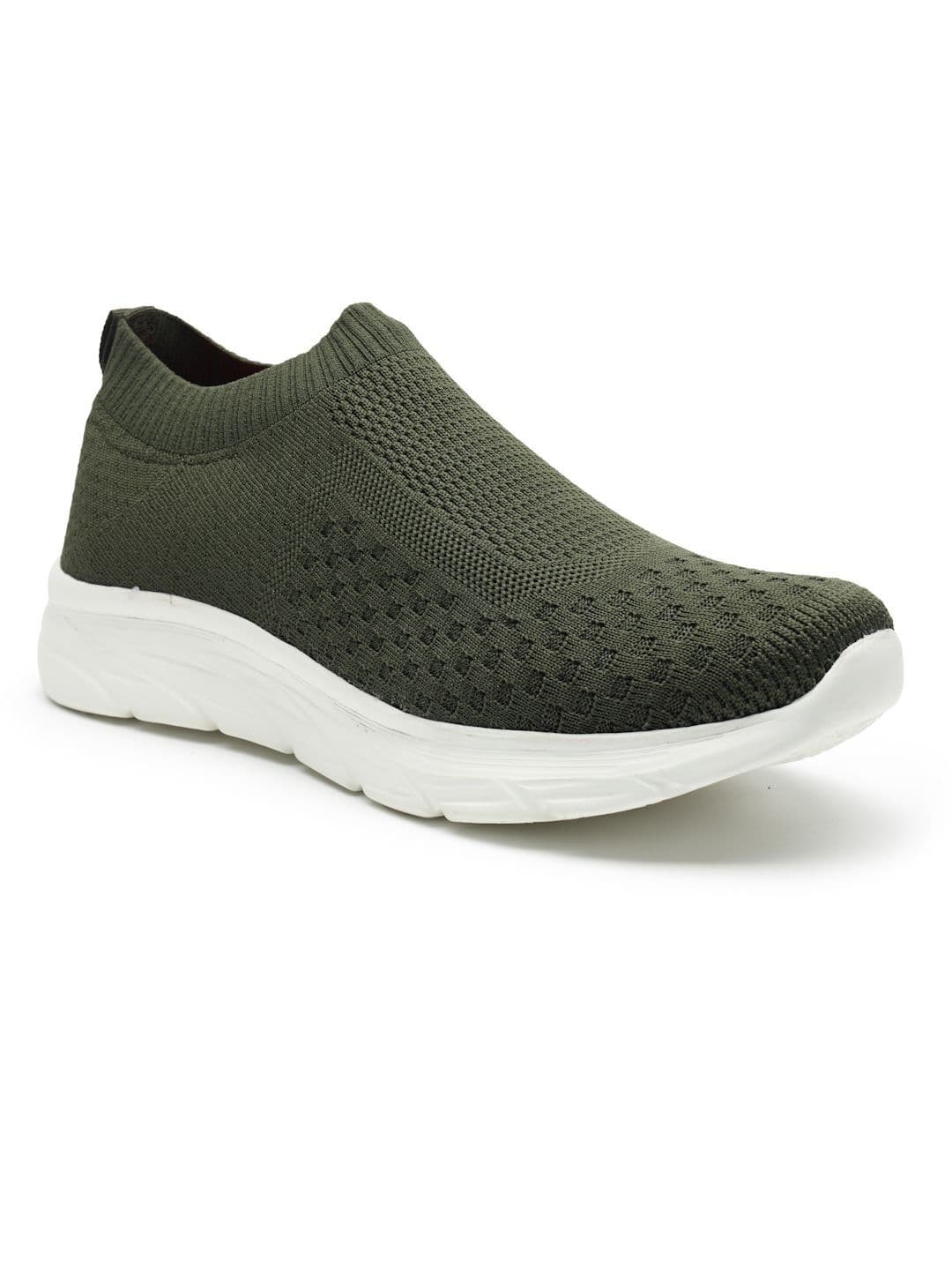 KRAASA Knitted Green Textile Slip-On Walking Shoes - view 1
