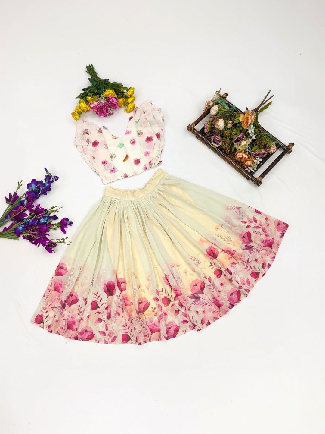 DRISHIV ENTERPRISE Girls Printed Ready to Wear Lehenga & - view 1