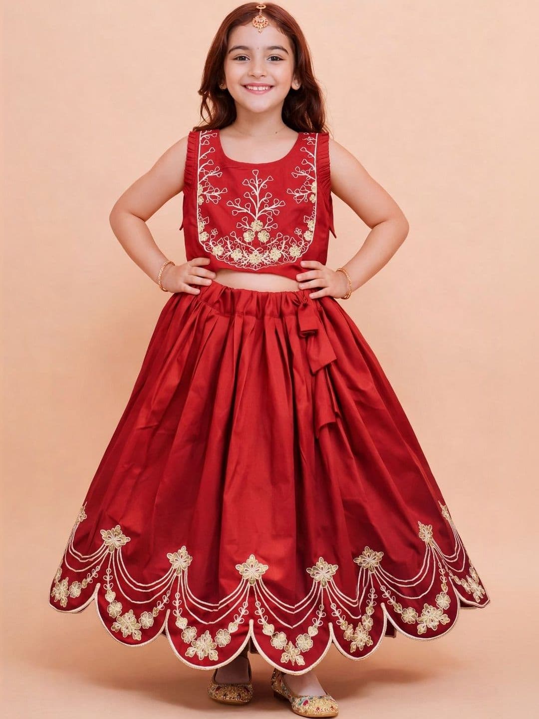 KATRODIYA ENTERPRISE Girls Embroidered Semi-Stitched Lehenga & - view 1