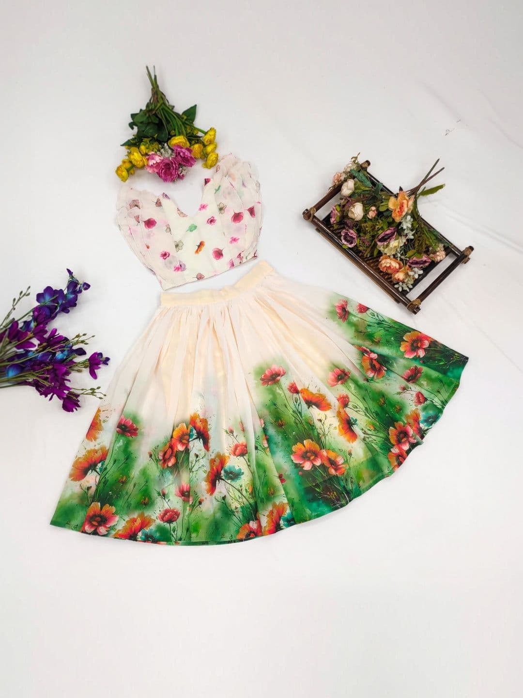 DRISHIV ENTERPRISE Girls Printed Semi-Stitched Lehenga & - view 1