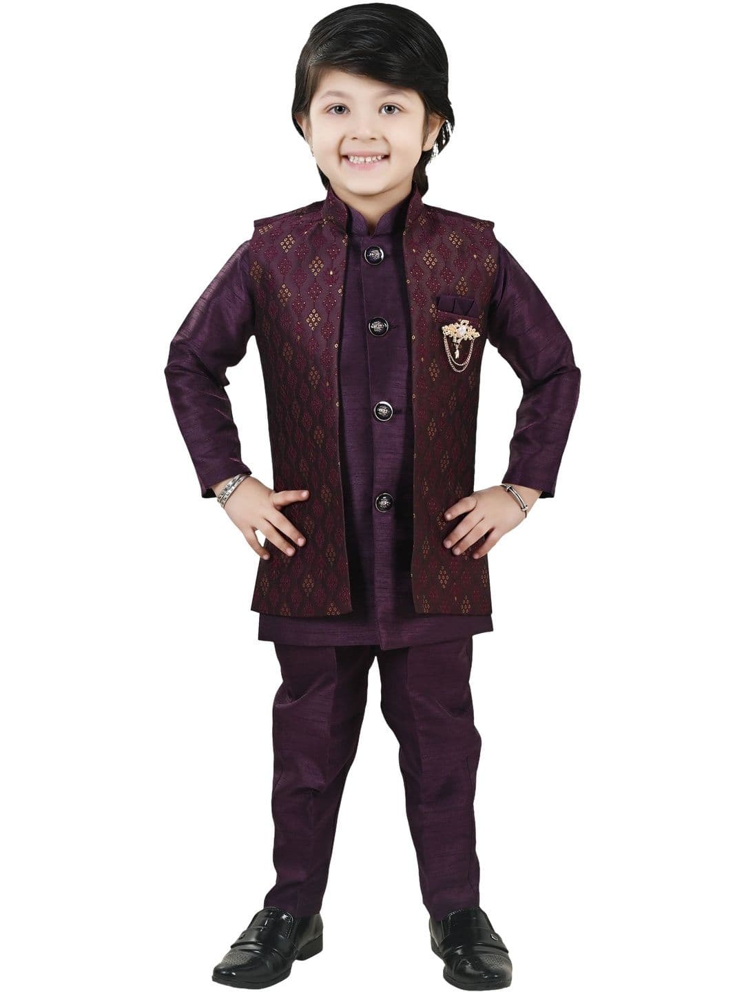 Arshia Fashions Self Design Mandarin Collar Sherwani
