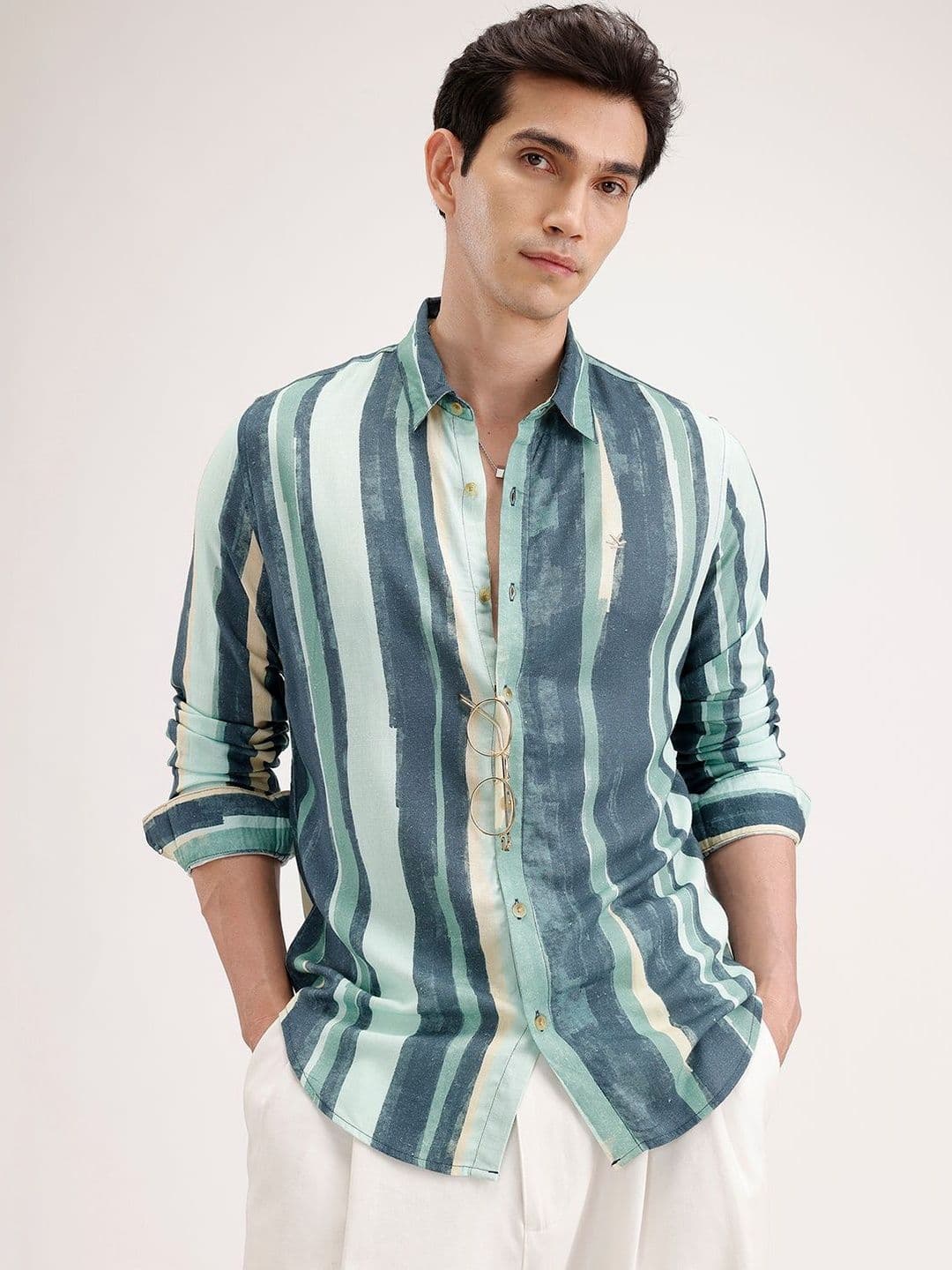 WROGN Men Slim Fit Striped Casual Shirt - view 1