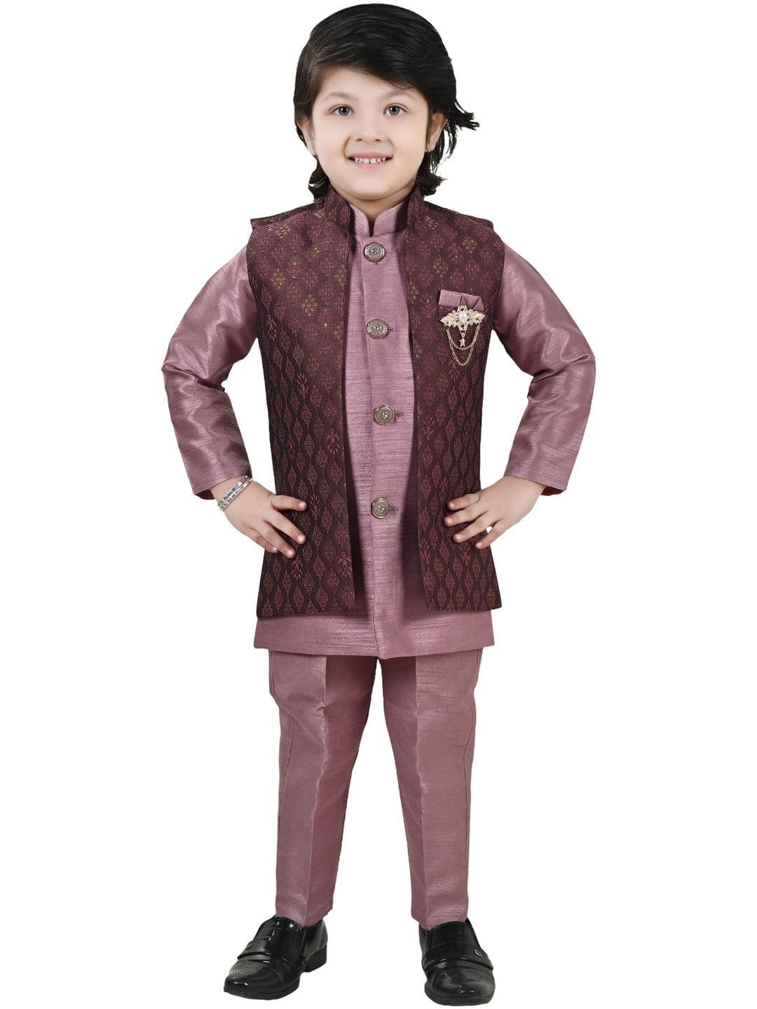 Arshia Fashions Self Design Mandarin Collar Sherwani