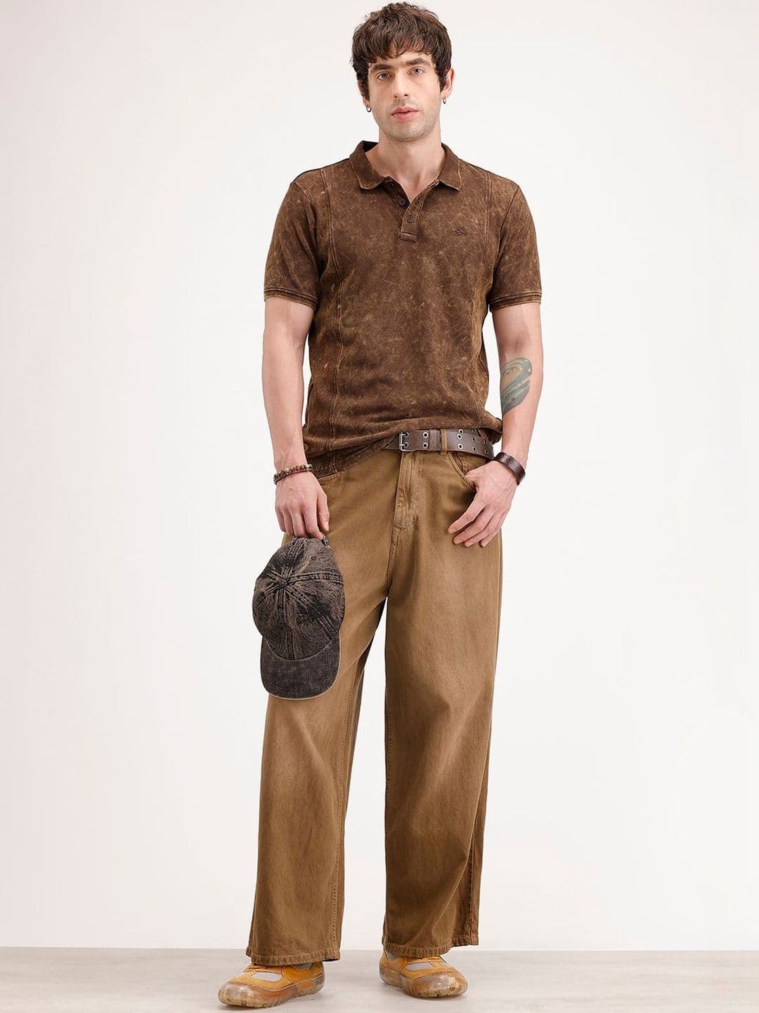 WROGN Men Dyed Polo Collar Slim Fit T-shirt - view 1