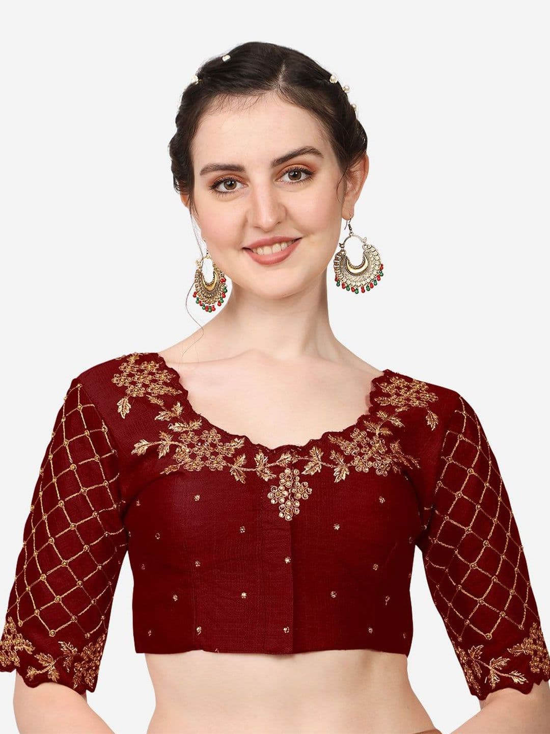 Nigel Designer Silk Embroidered Zari Saree Blouse - view 1