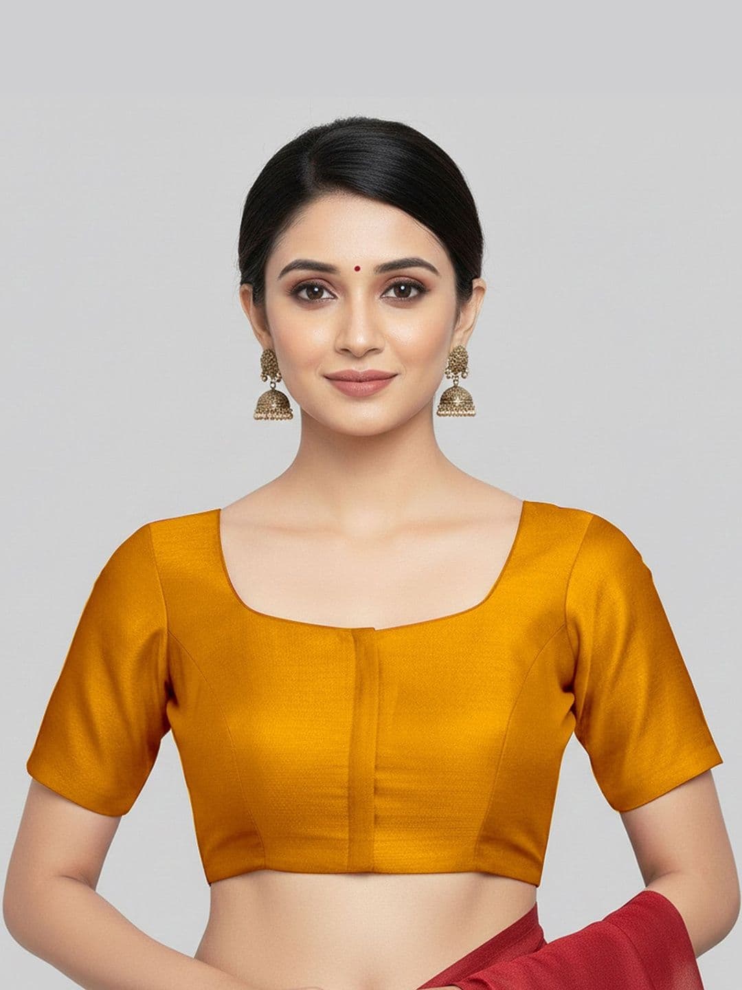 Mehrang Women Solid Silk Blend Saree Blouse - view 1