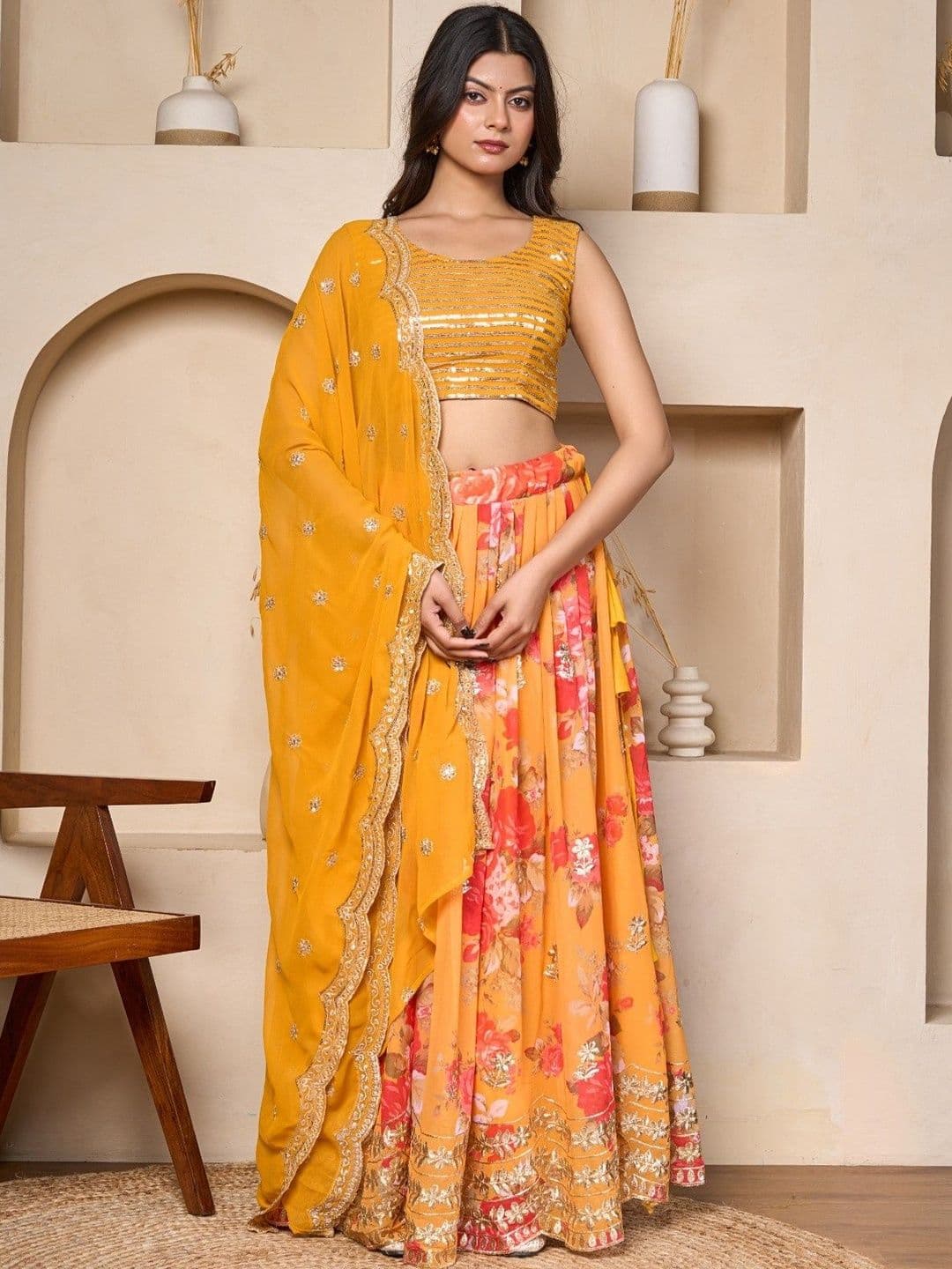 Futra Gabha Embellished Sequinned Ready to Wear Lehenga & Blouse With Dupatta - view 1