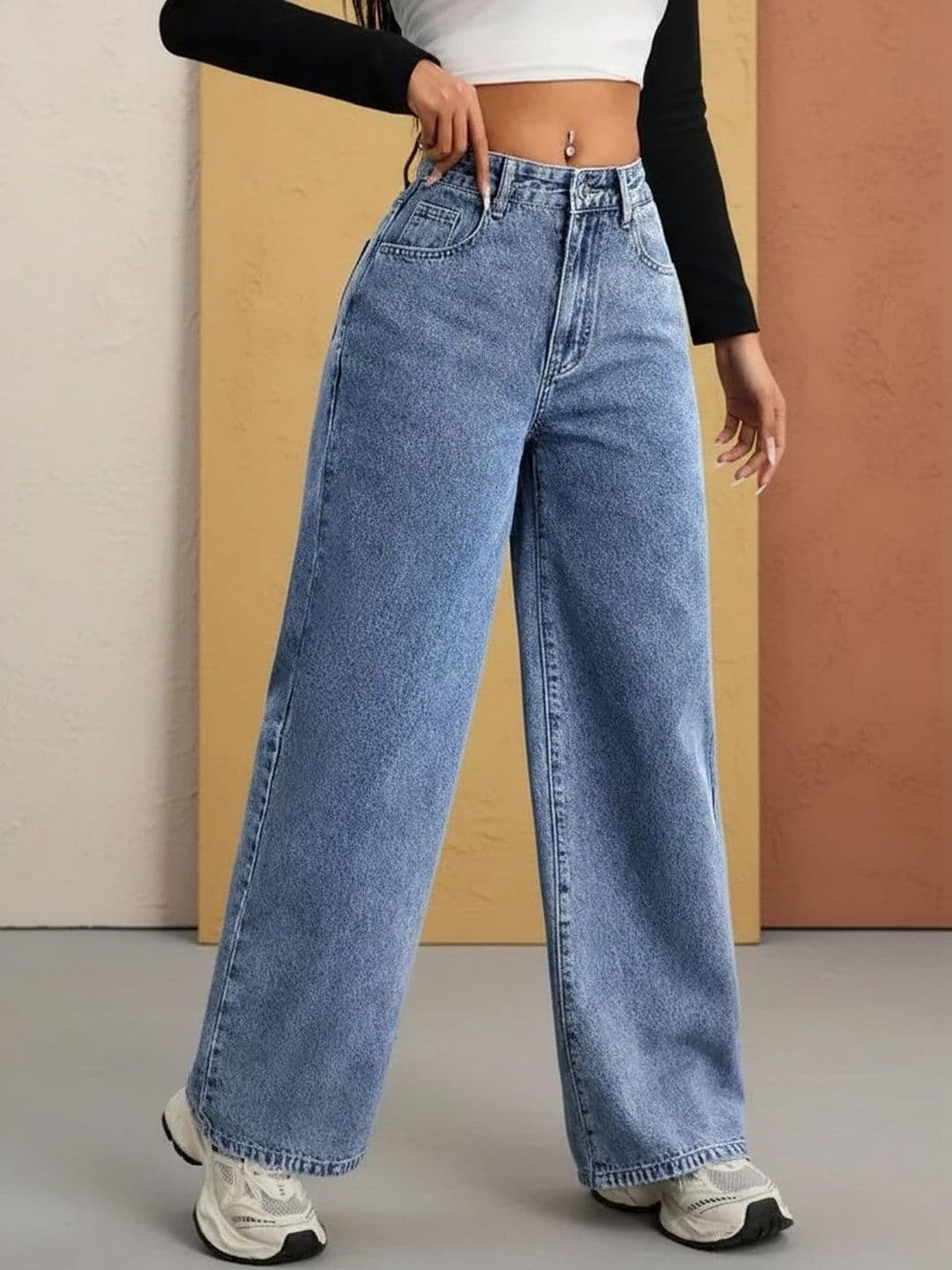 Mast & Harbour Women Wide Leg High-Rise Light Fade Stretchable Jeans - view 1