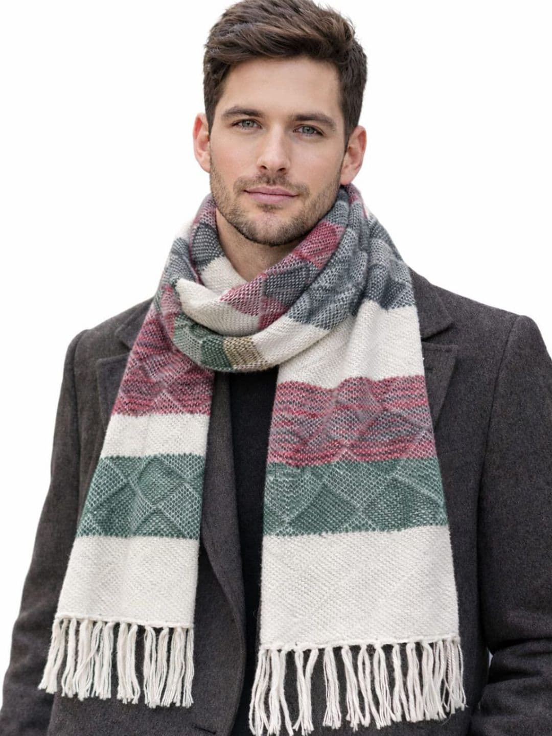 YAQR Men Striped Merino Wool Mufflers - view 1