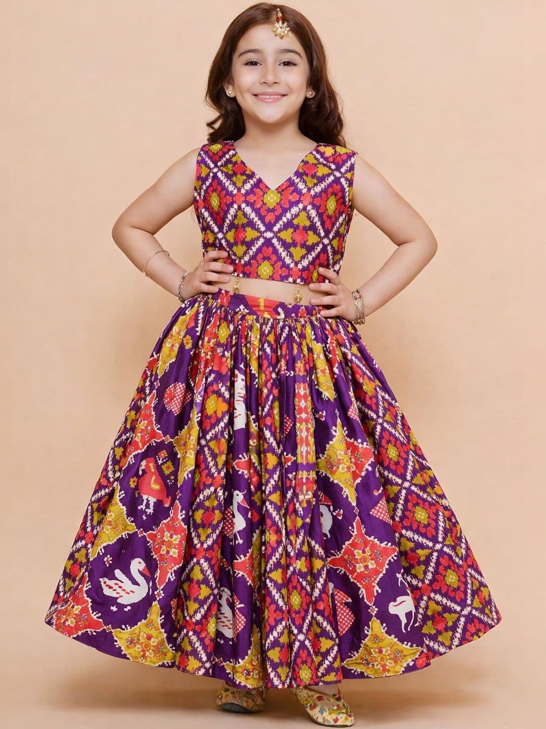KATRODIYA ENTERPRISE Girls Printed Ikat Ready to Wear Lehenga & - view 1