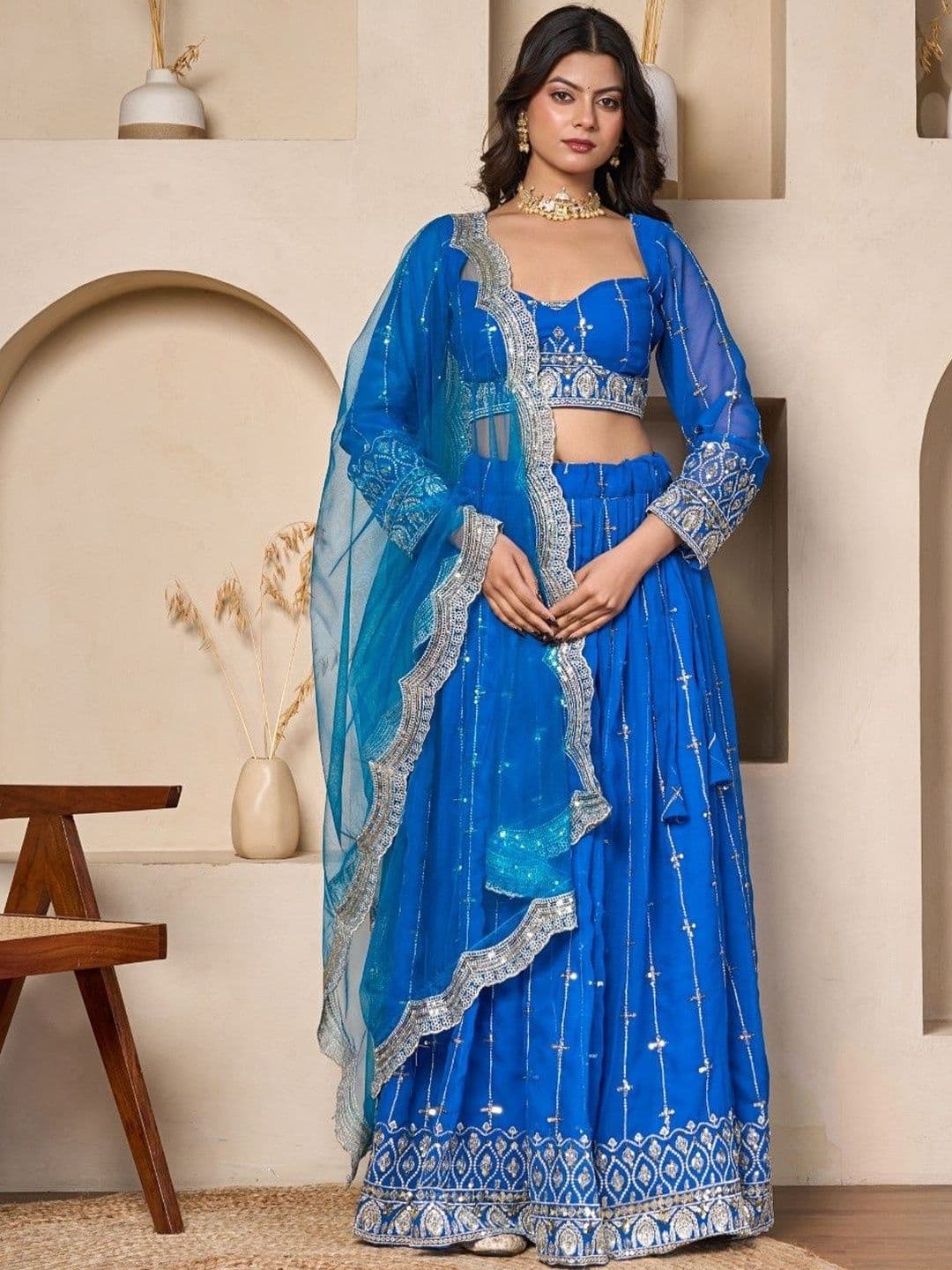 Futra Gabha Embellished Sequinned Ready to Wear Lehenga & Blouse With Dupatta - view 1