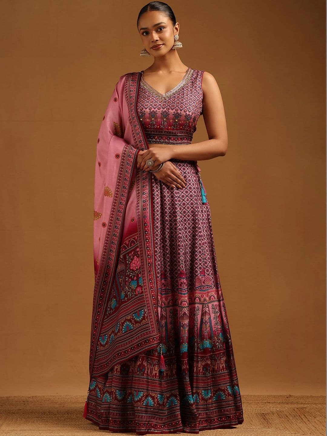 Soch Embroidered Sequinned Semi-Stitched Lehenga & Blouse With Dupatta - view 1