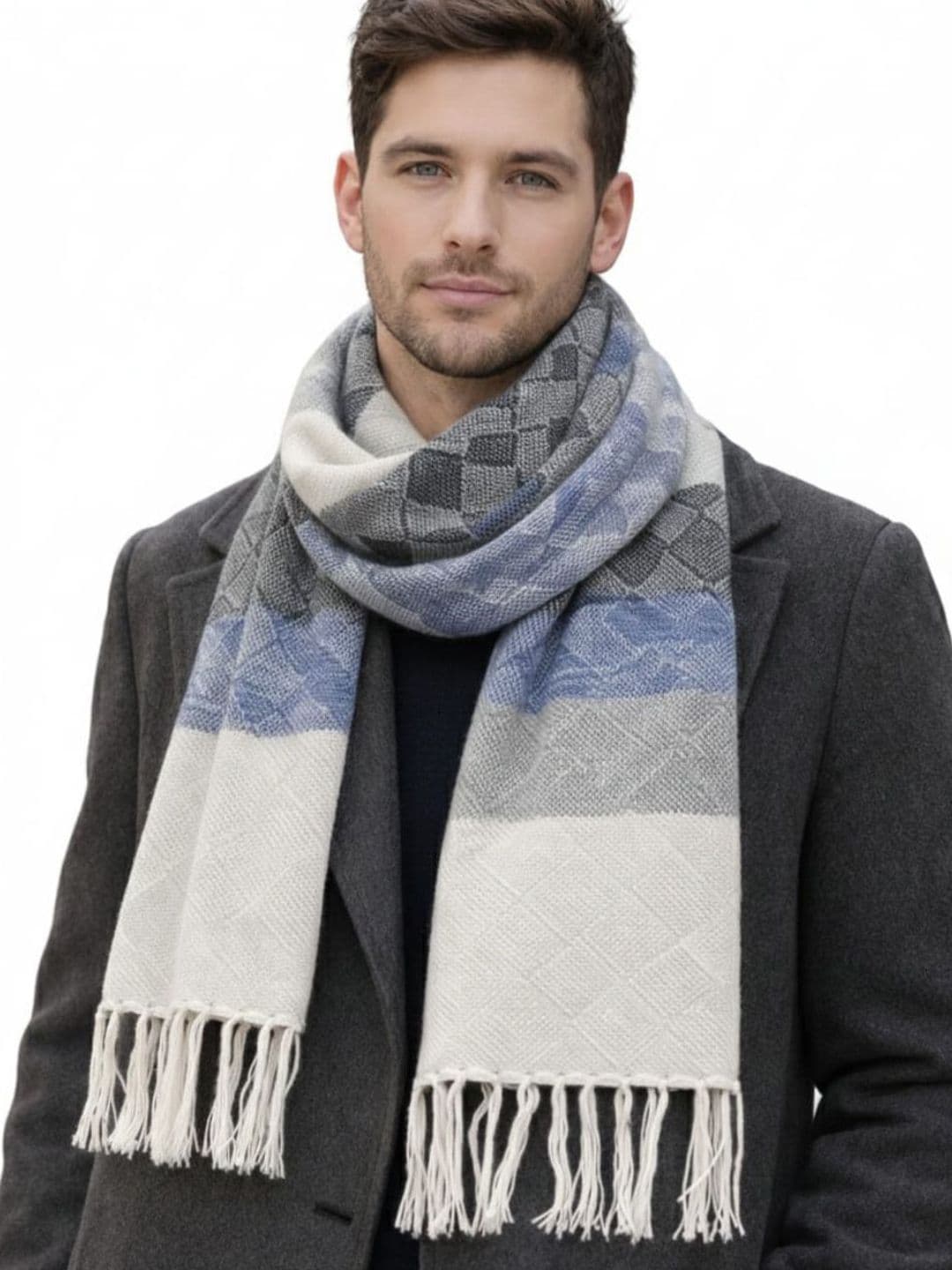 YAQR Men Striped Merino Wool Mufflers - view 1