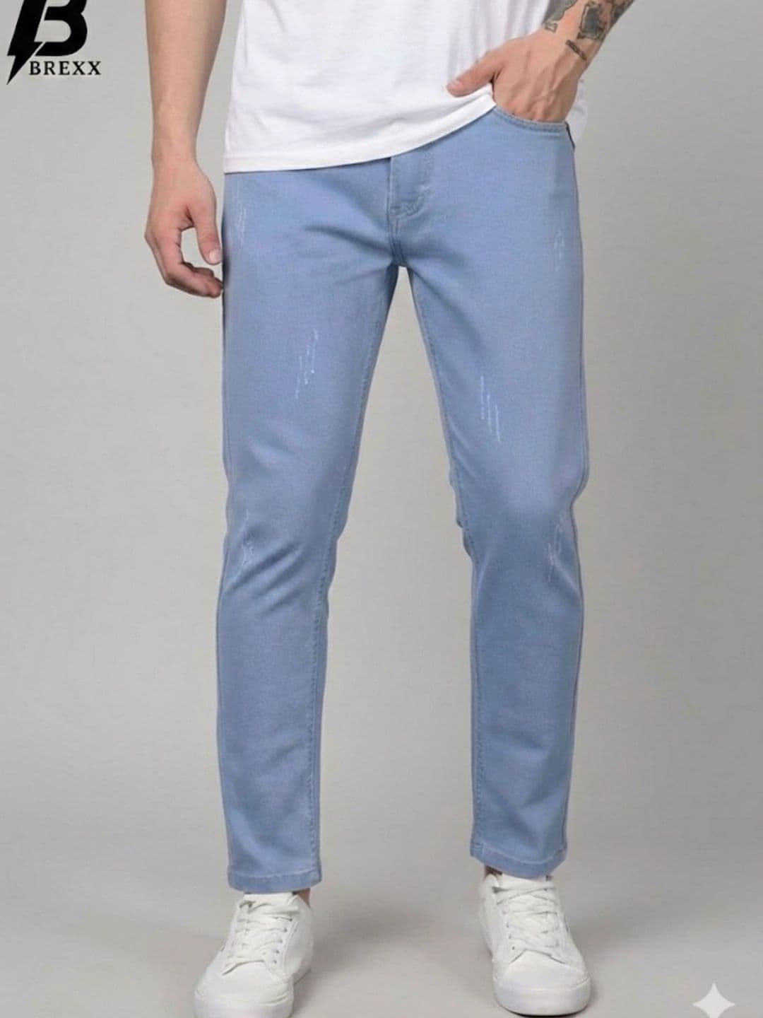 BREXX Men Comfort Slim Fit Mid-Rise Light Fade Stretchable Jeans - view 1
